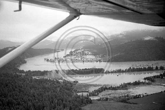 Aerial view of the 1964 flooding Humboldt County California
