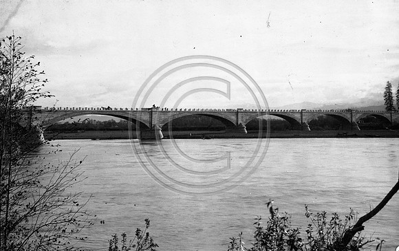 wagons crossing bridge
