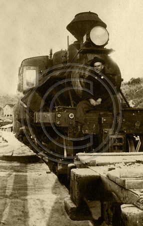 Mike sitting on a Climax train