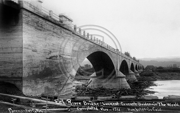 Fernbridge Eel River bridge largest concrete bridge in the world circa 1911