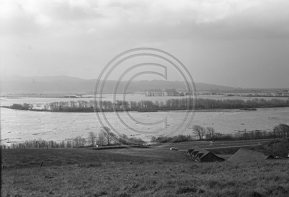 1960 Flooding from hillside of Fernbridge looking toward Ferndale