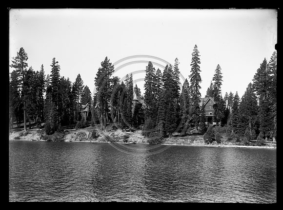 Mansion along a lake scanned 4-13-2012 from 5x7 glass negative.