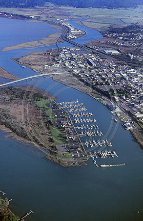 Aerial over Woodley Island and bay 1991