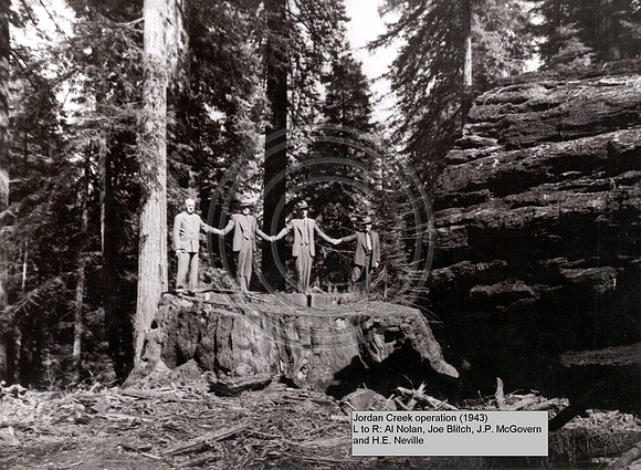 Left to right is Al Nolan Joe Blitch JP McGovern and H E Neville 1943 Jordan Creek Operations