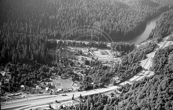 Aerial of Eel River and the town of Weott