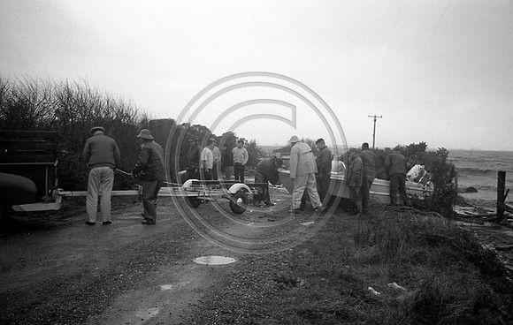Launching boat for rescue at Loleta