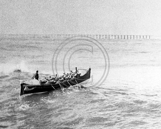 U.S.Coast Guard rowing out to sea from Humboldt Bay