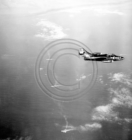 Navy Grunman Panther Fighter Circles Task Force